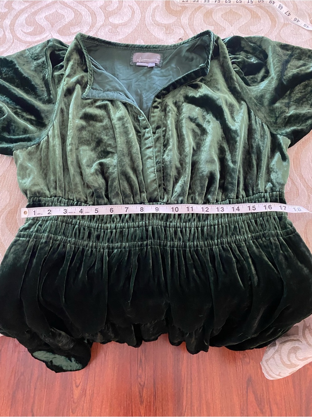 Anthropologie XL Emerald Green Velvet Tiered Maxi Dress Boho Luxe - Picture 9 of 16